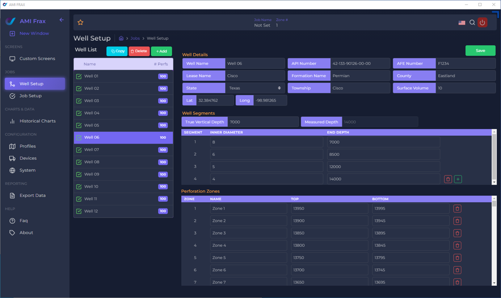 Well setup interface overview